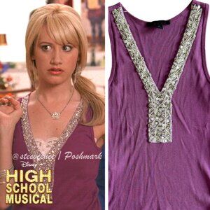 Purple V-neck Embellished Sequin Tank ASO Sharpay Evans